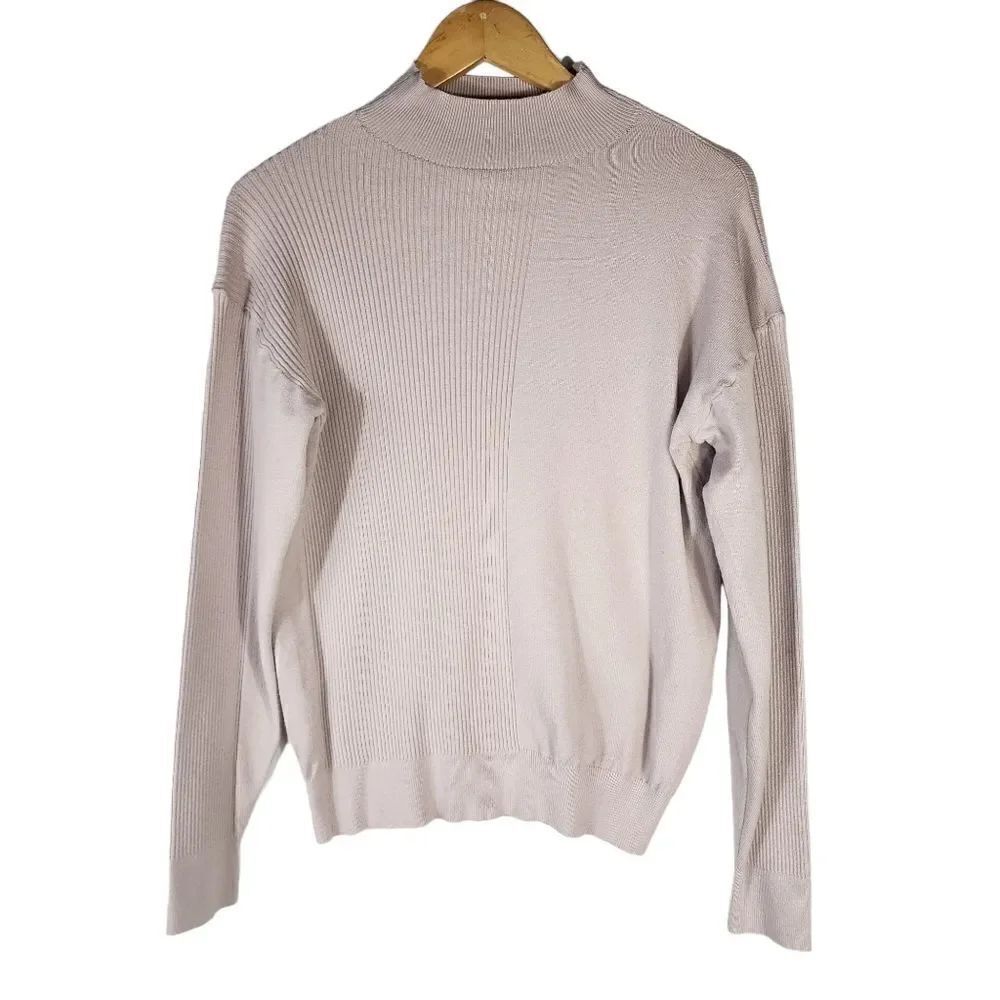 French Connection pink mock neck Babysoft Embroidered Sweater